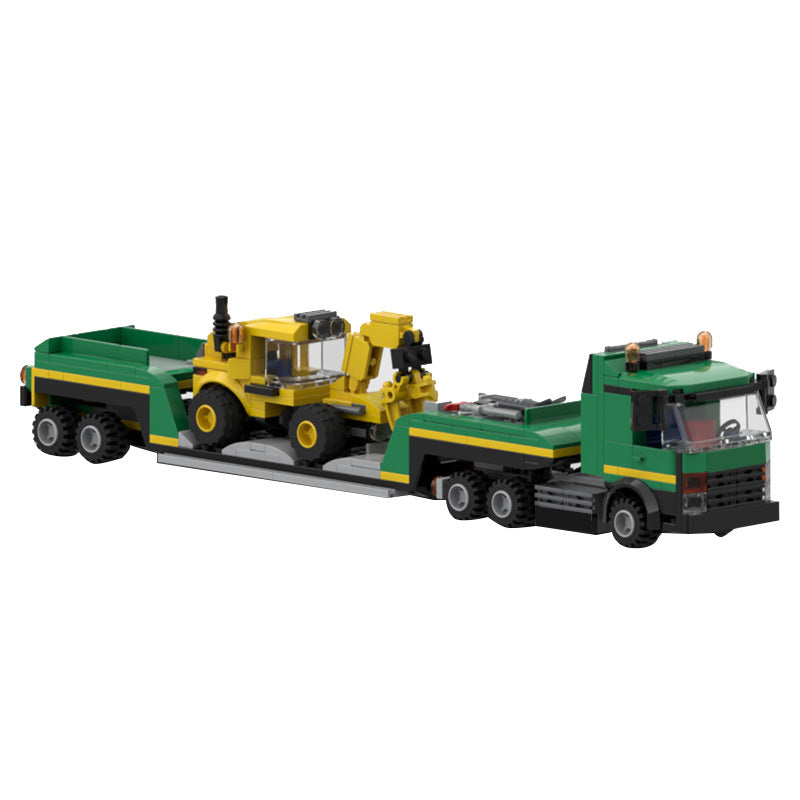 Lorry with digger on trailer